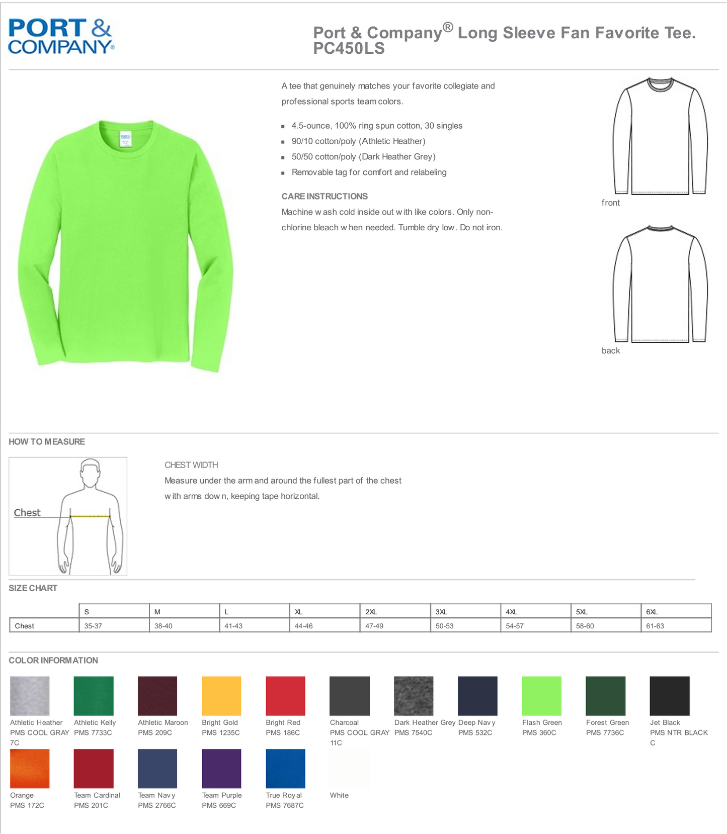 Port & Company® Long Sleeve Fan Favorite™ Tee