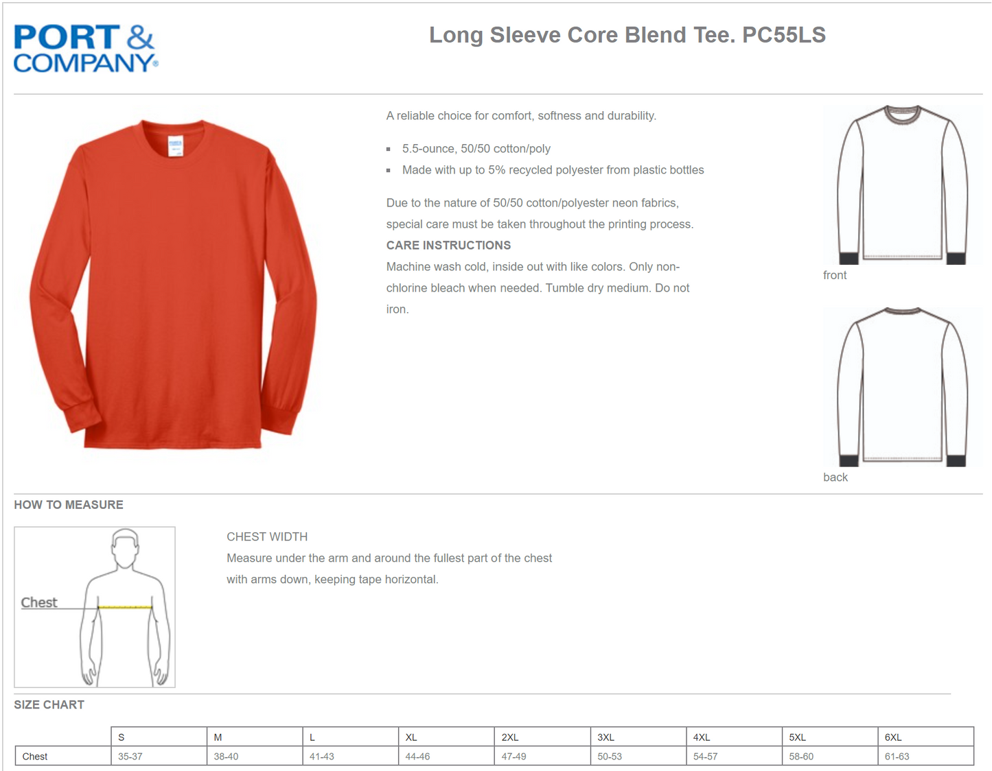 Port & Company® Long Sleeve Core Blend Tee